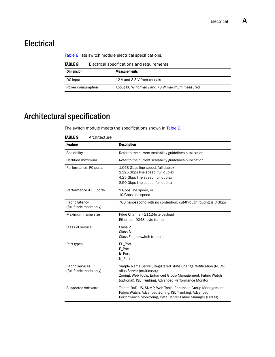 Electrical, Architectural specification | Dell POWEREDGE M1000E User Manual | Page 41 / 54