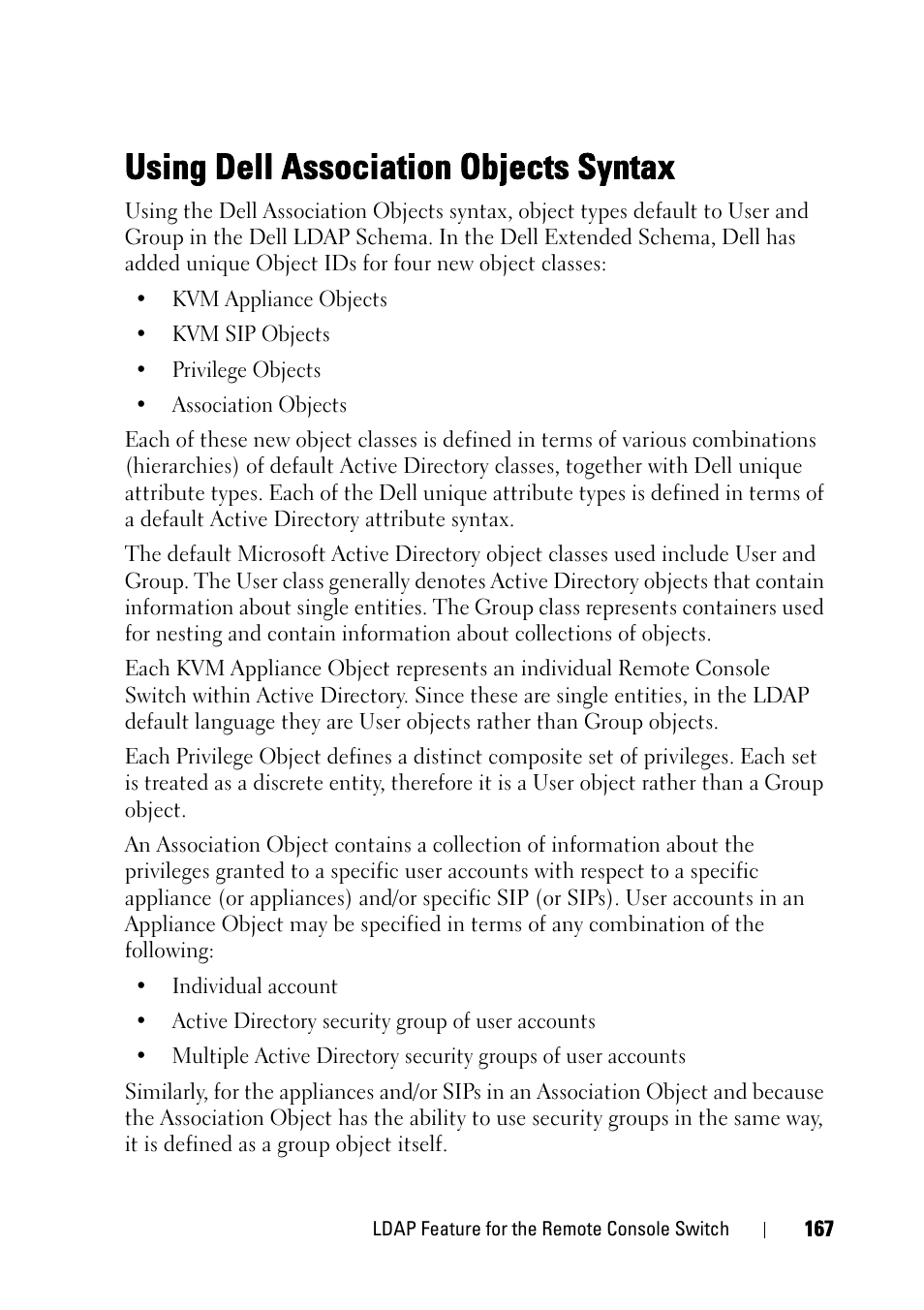 Using dell association objects syntax | Dell KVM 4161DS User Manual | Page 183 / 244