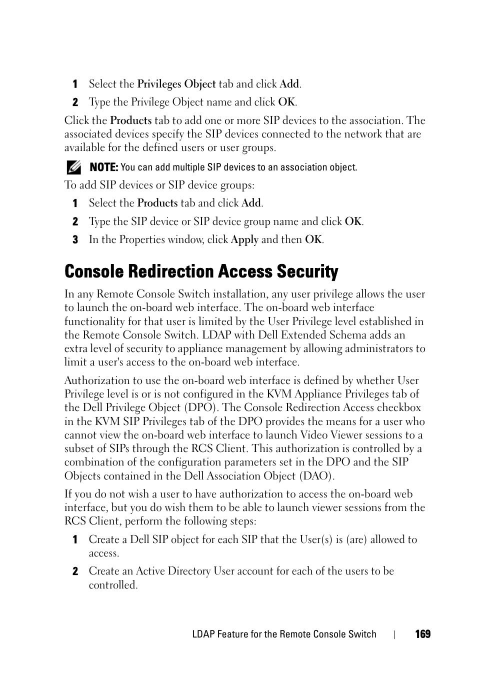 Console redirection access security | Dell KVM 4161DS User Manual | Page 185 / 244