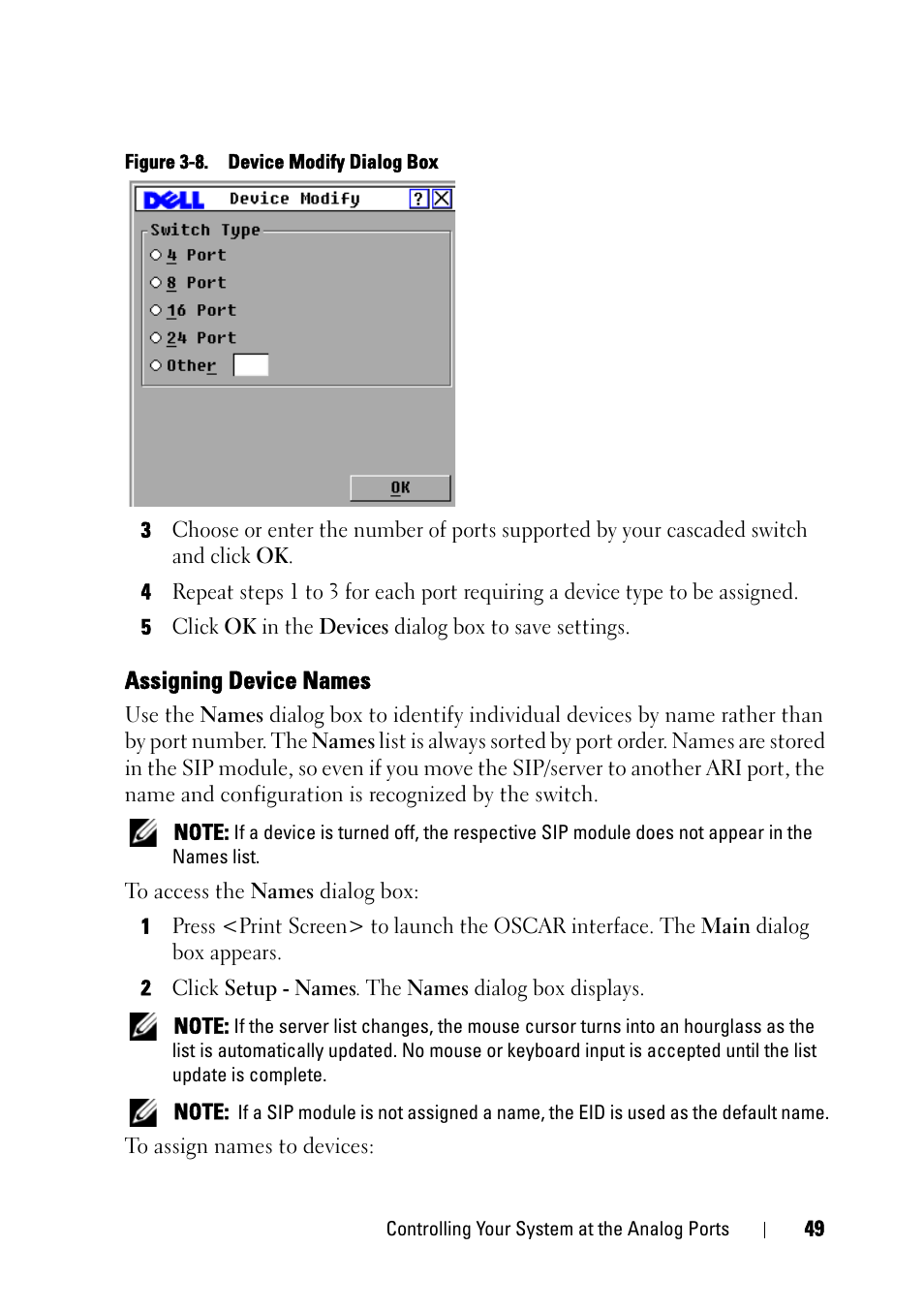 Assigning device names | Dell KVM 4161DS User Manual | Page 65 / 244