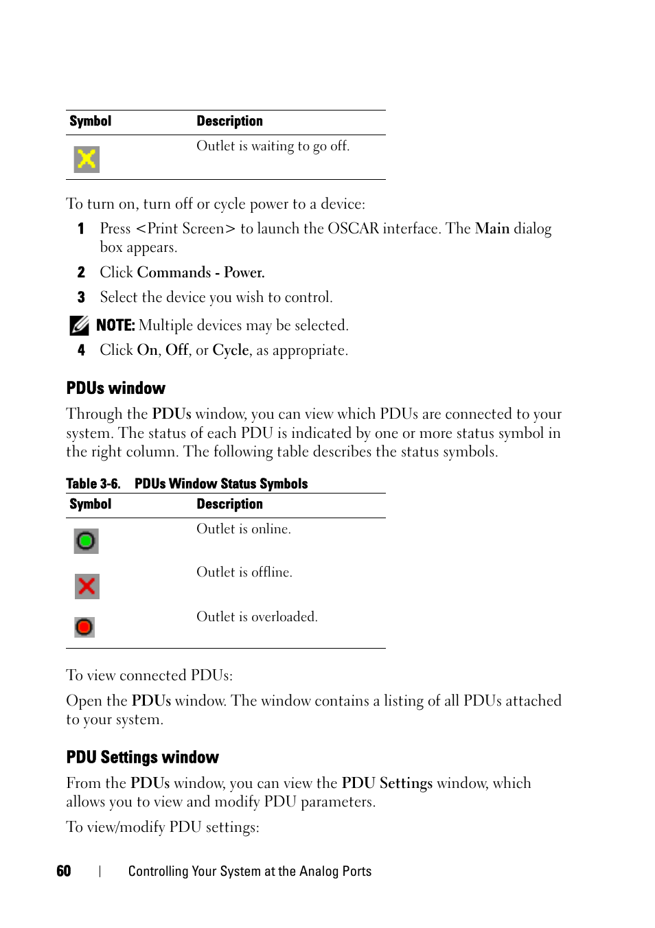 Pdus window, Pdu settings window | Dell KVM 4161DS User Manual | Page 76 / 244