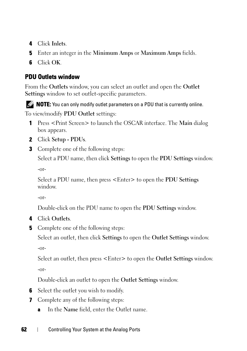 Pdu outlets window | Dell KVM 4161DS User Manual | Page 78 / 244