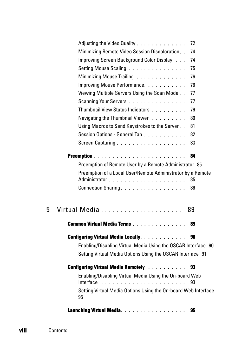 5 virtual media | Dell KVM 4161DS User Manual | Page 8 / 244