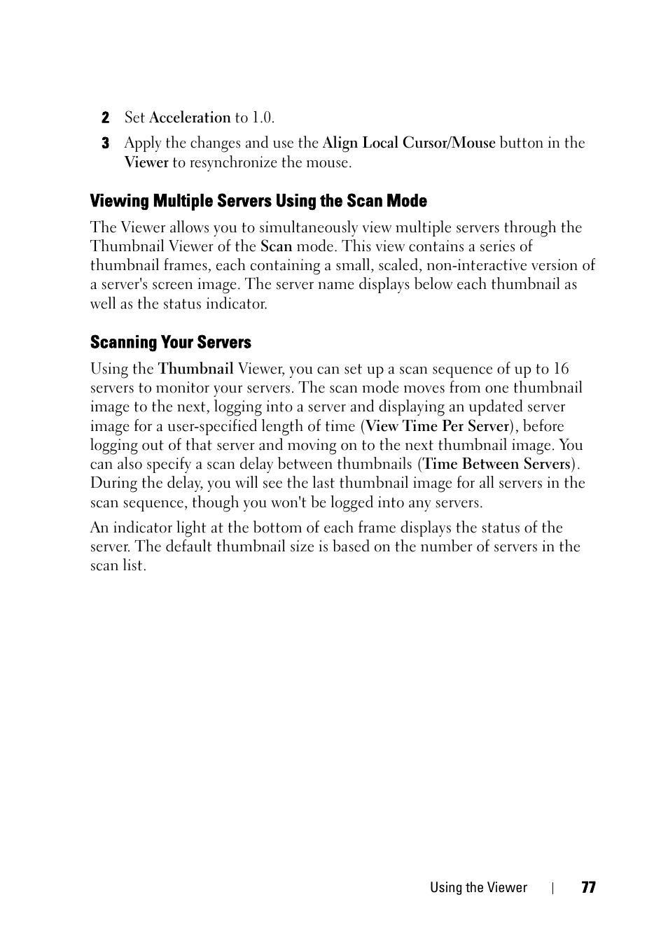 Viewing multiple servers using the scan mode, Scanning your servers, E "viewing multiple servers | Dell KVM 4161DS User Manual | Page 93 / 244