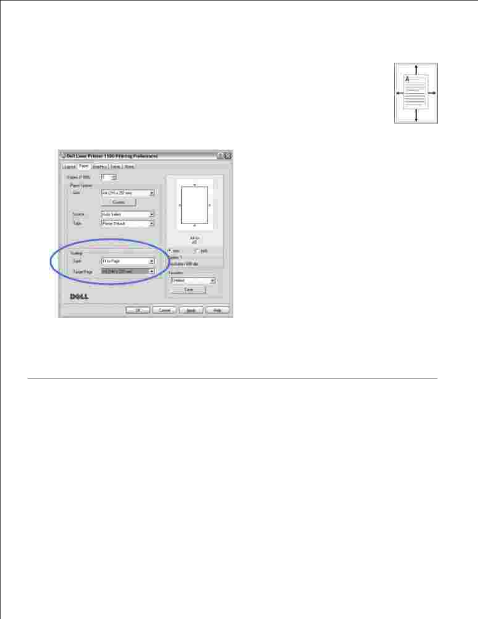 Fitting your document to a selected paper size, Printing a reduced or enlarged document | Dell 1100 Laser Mono Printer User Manual | Page 46 / 93