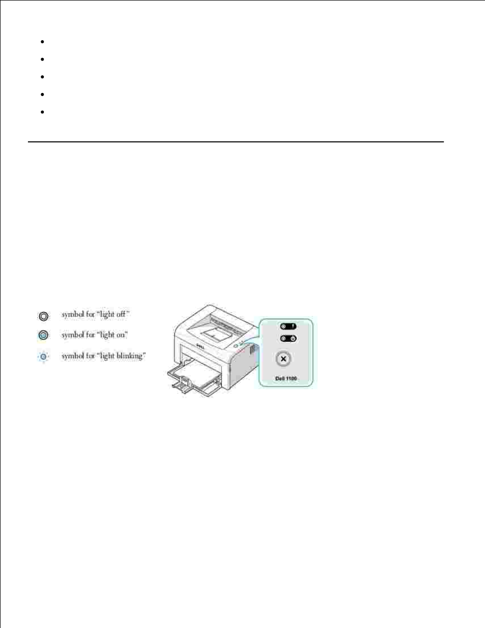 Understanding the operator panel leds, Led status legend | Dell 1100 Laser Mono Printer User Manual | Page 70 / 93