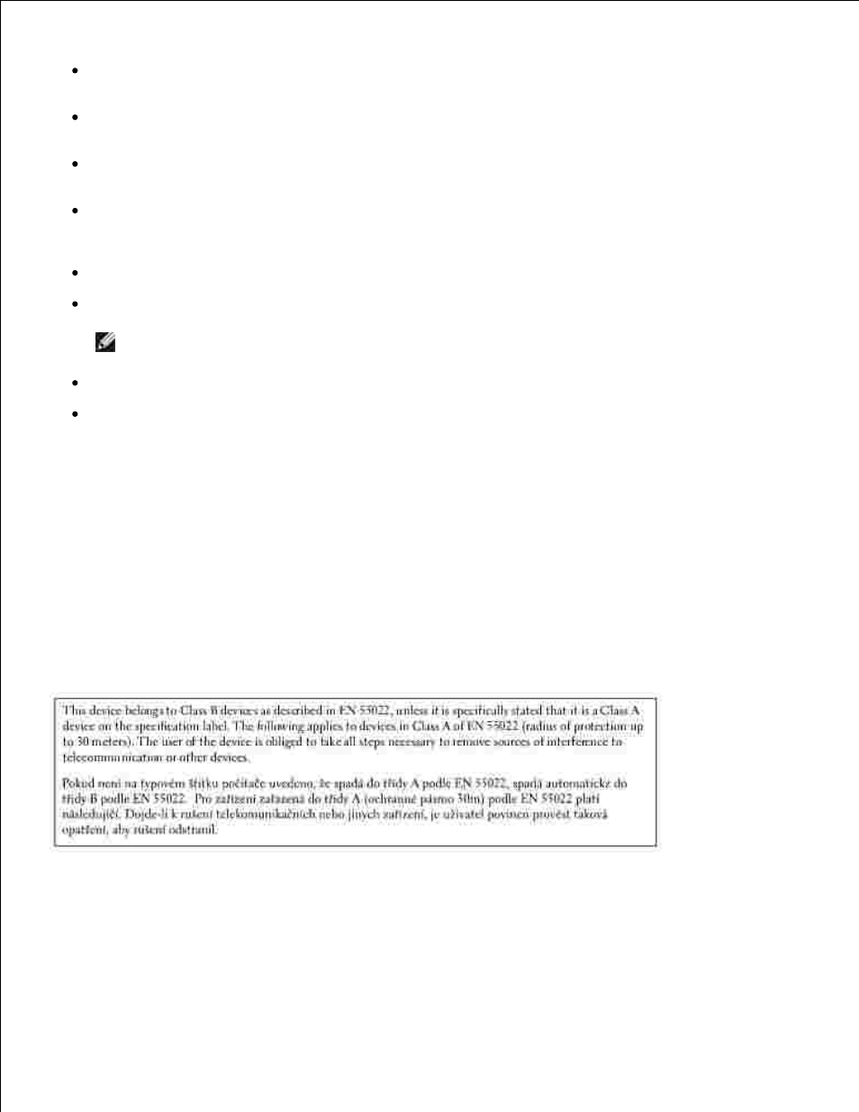 Ce notice (european union), En 55022 compliance (czech republic only), Polish center for testing and certification notice | Dell 1100 Laser Mono Printer User Manual | Page 89 / 93