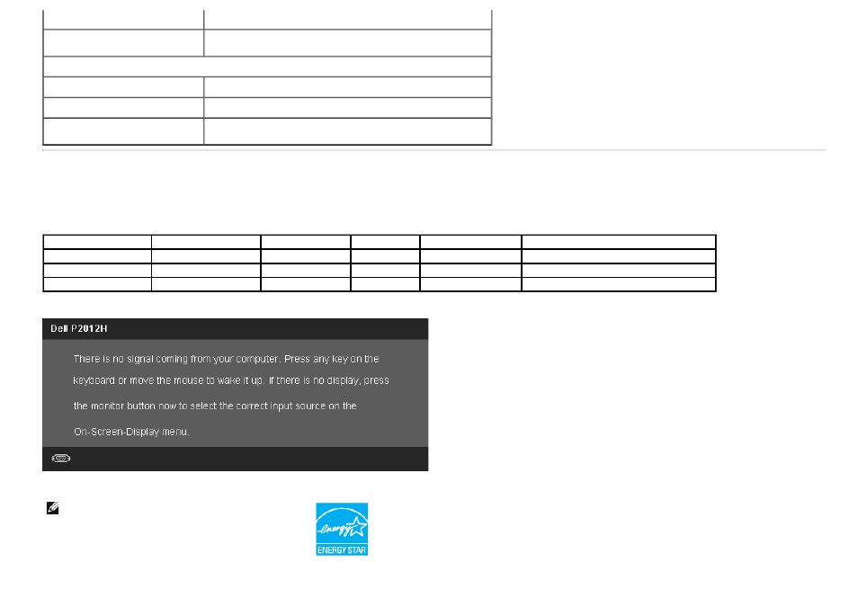 Power management modes | Dell P2012H Monitor User Manual | Page 13 / 41