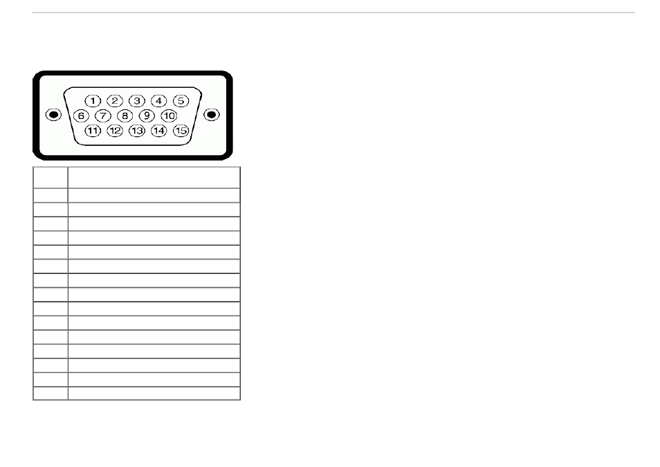 Pin assignmentss, Vga connector, Dvi connector | Dell P2012H Monitor User Manual | Page 14 / 41