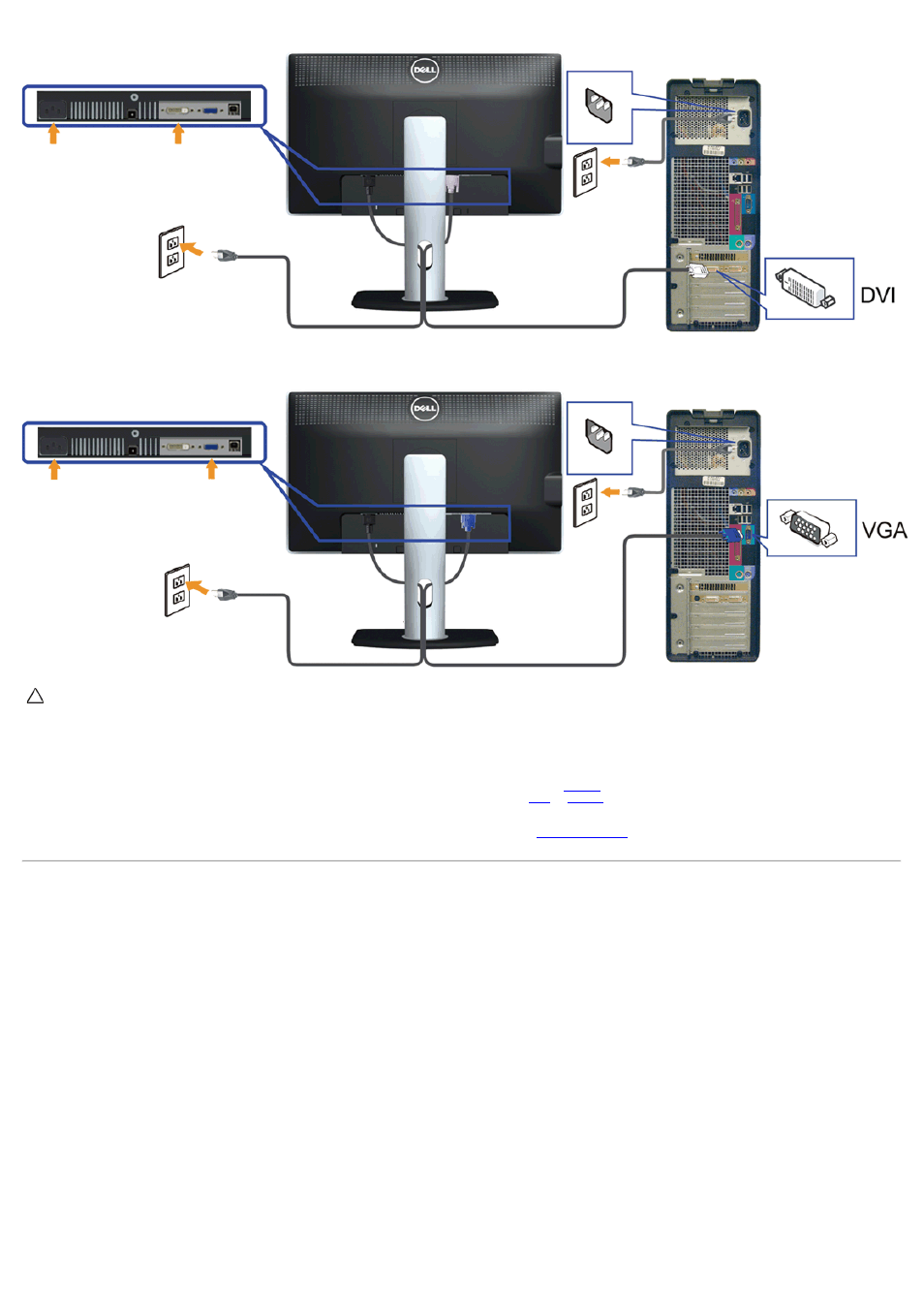 Organizing your cables, Connecting the blue vga cable, Connecting the usb cable | Dell P2012H Monitor User Manual | Page 20 / 41