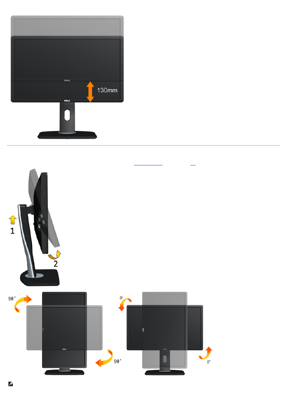 Rotating the monitor | Dell P2012H Monitor User Manual | Page 33 / 41