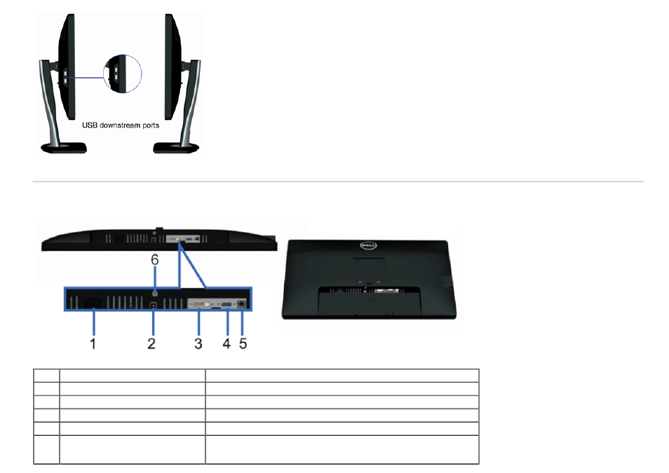 Bottom view | Dell P2012H Monitor User Manual | Page 9 / 41