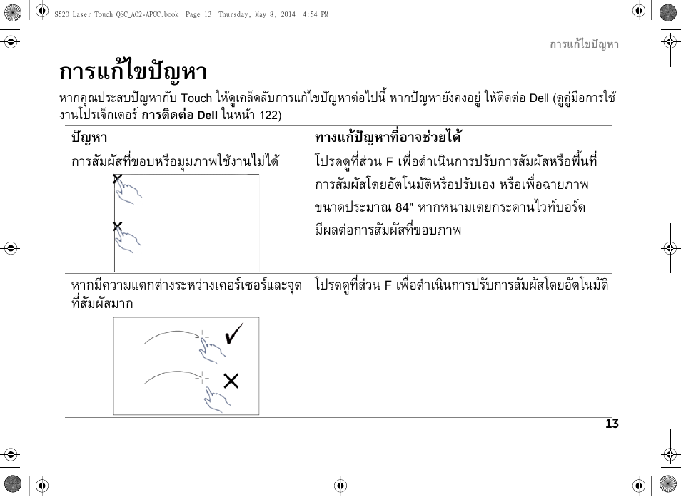 การแกไขปญหา | Dell S520 Projector User Manual | Page 99 / 102