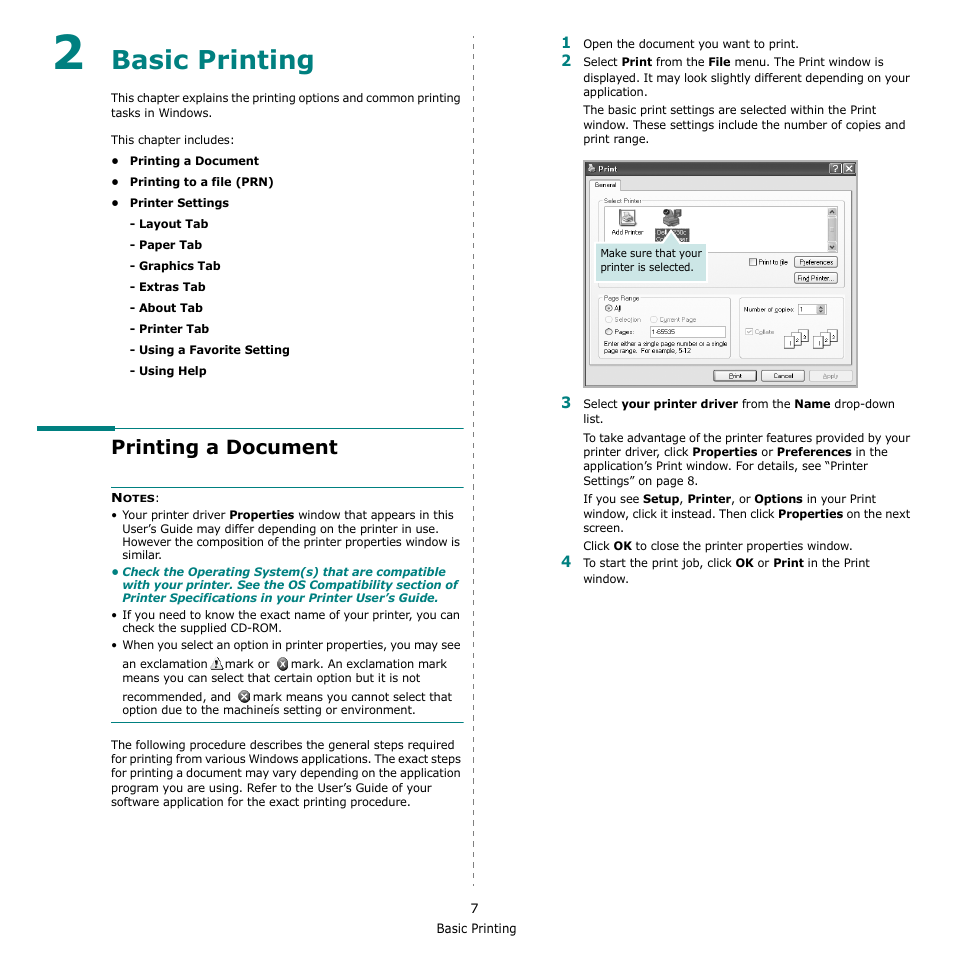 Basic printing, Printing a document, Chapter 2 | Dell 1230c Color Laser Printer User Manual | Page 54 / 74