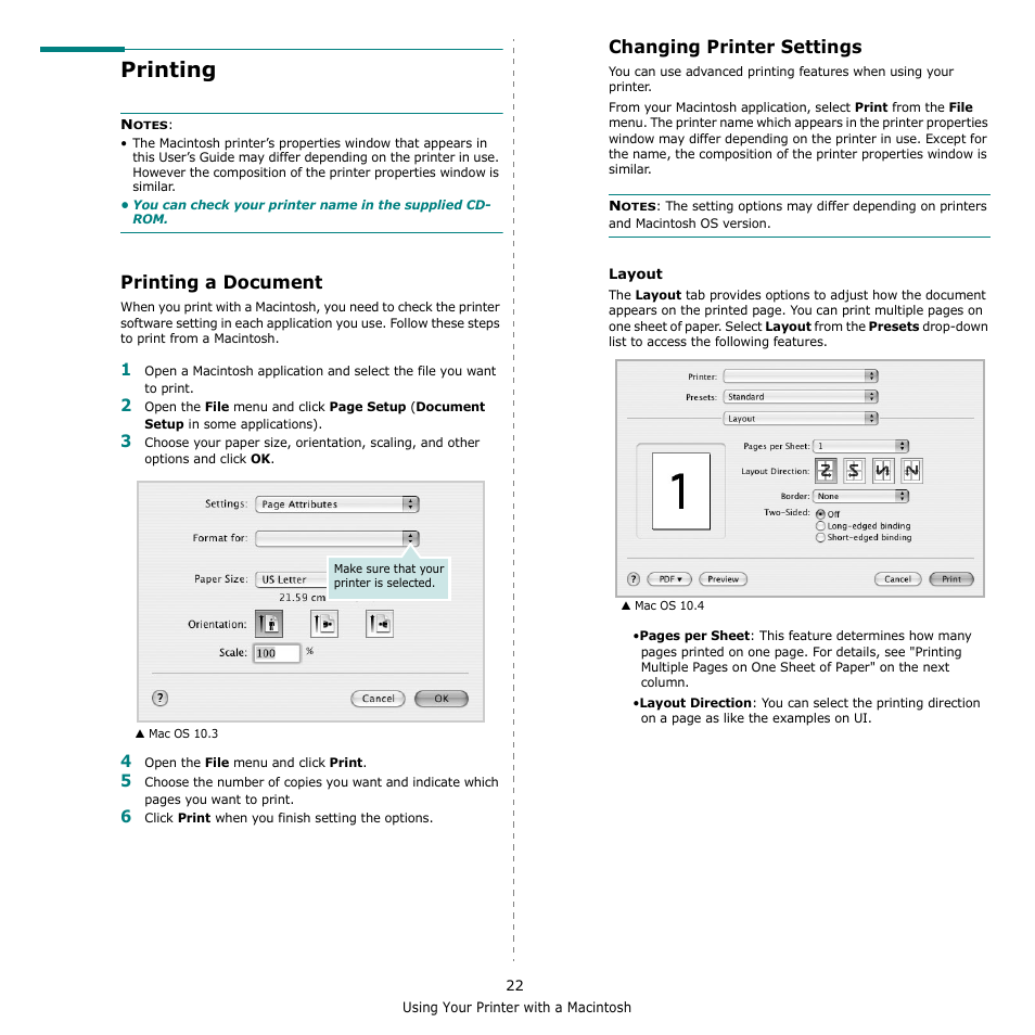 Printing, Printing a document, Changing printer settings | Printing a document changing printer settings | Dell 1230c Color Laser Printer User Manual | Page 69 / 74