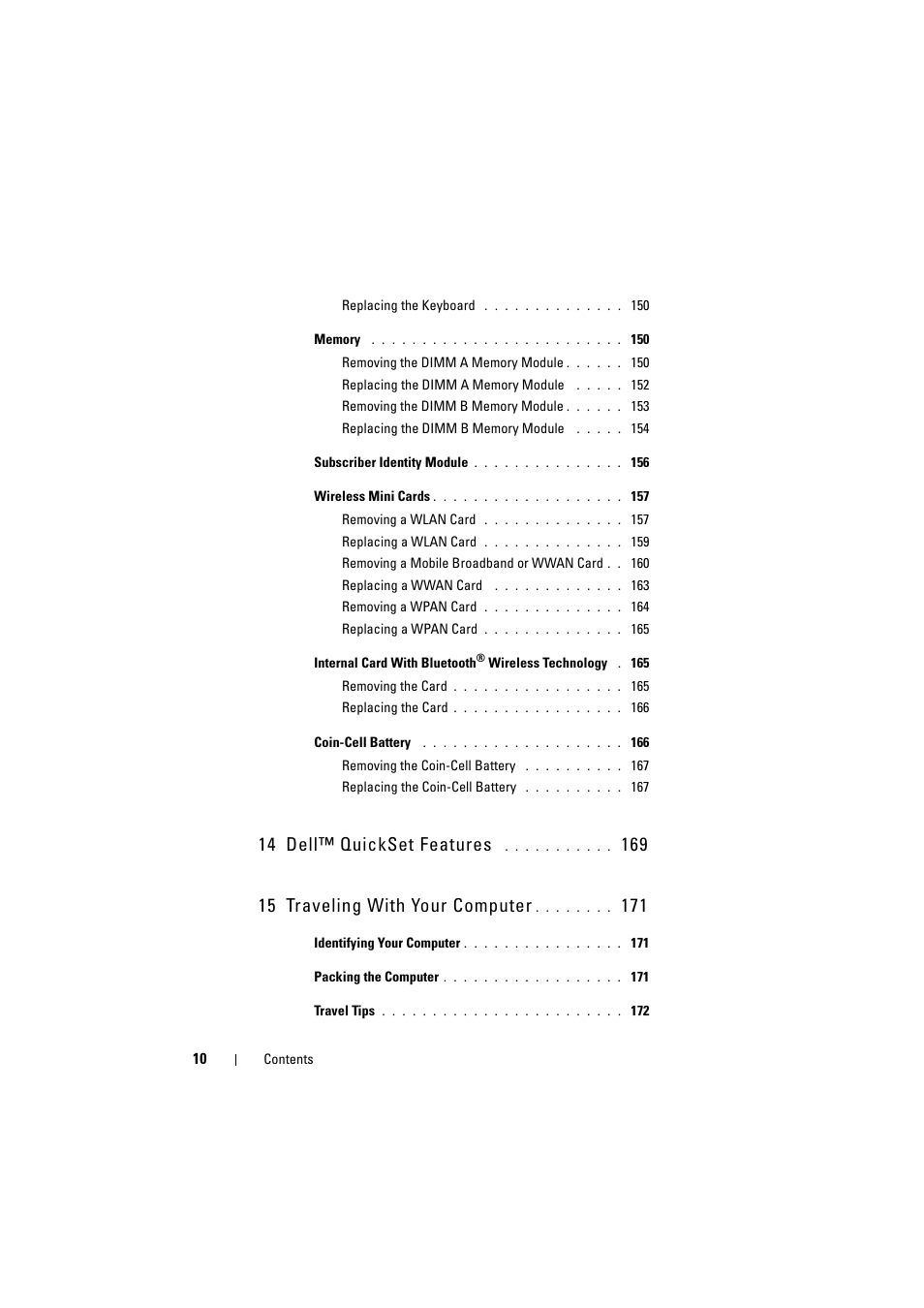 14 dell™ quickset features | Dell Inspiron 1521 (Mid 2007) User Manual | Page 10 / 222