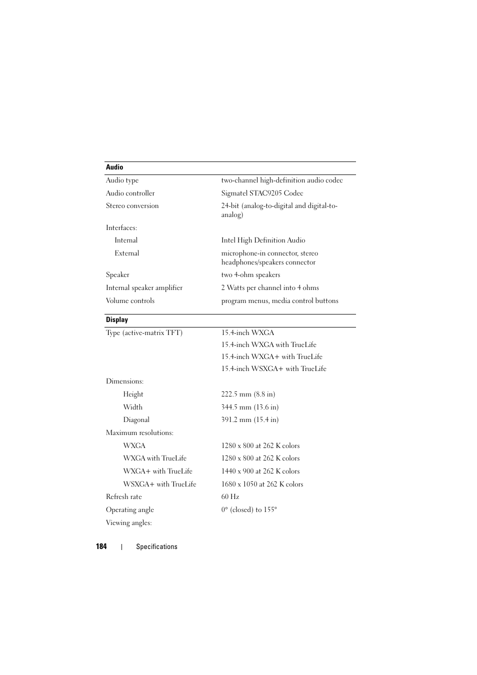 Dell Inspiron 1521 (Mid 2007) User Manual | Page 184 / 222