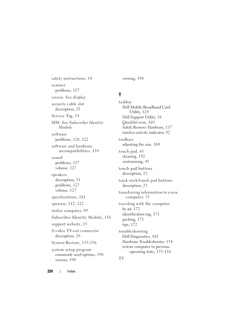 Dell Inspiron 1521 (Mid 2007) User Manual | Page 220 / 222