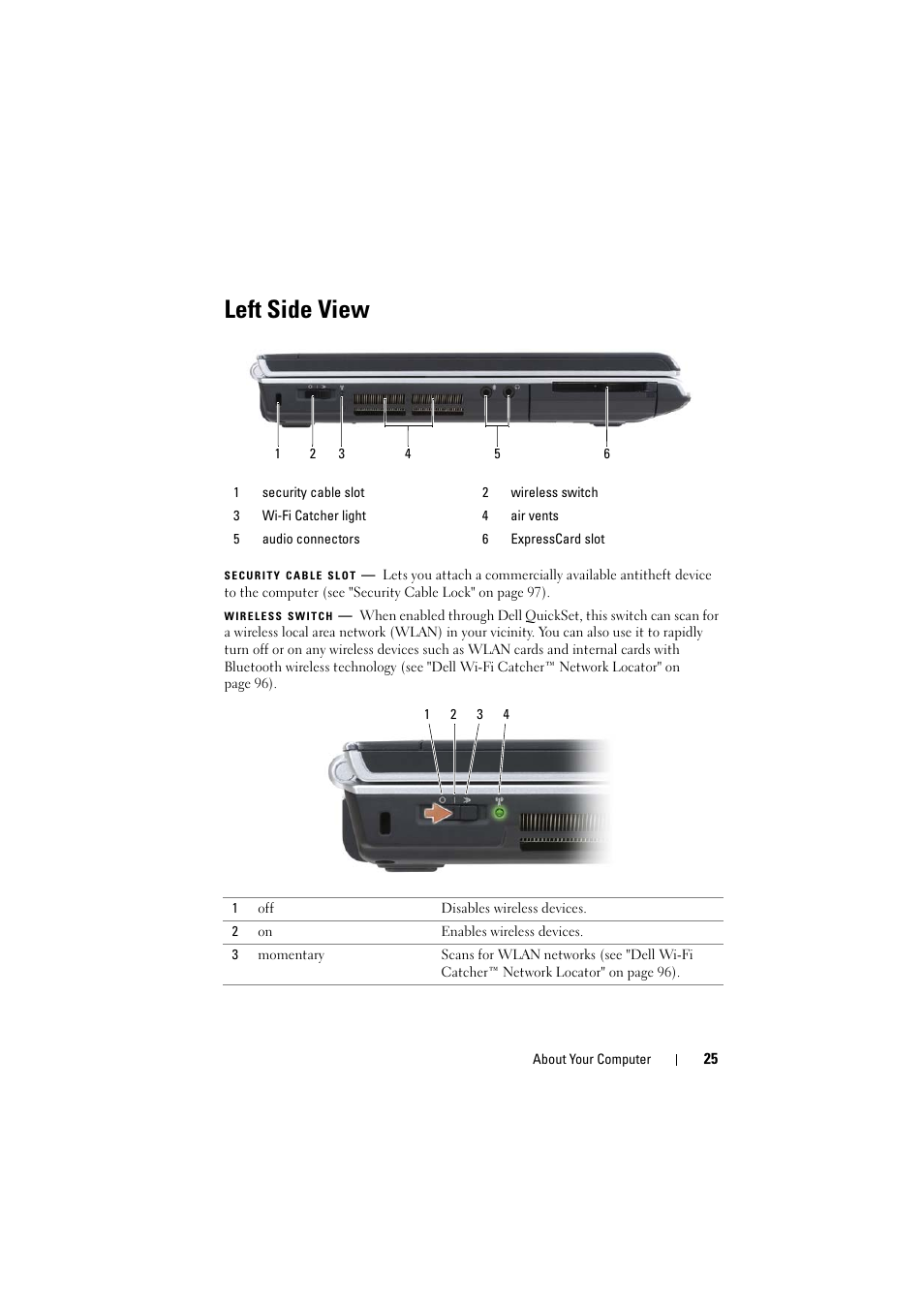 Left side view | Dell Inspiron 1521 (Mid 2007) User Manual | Page 25 / 222