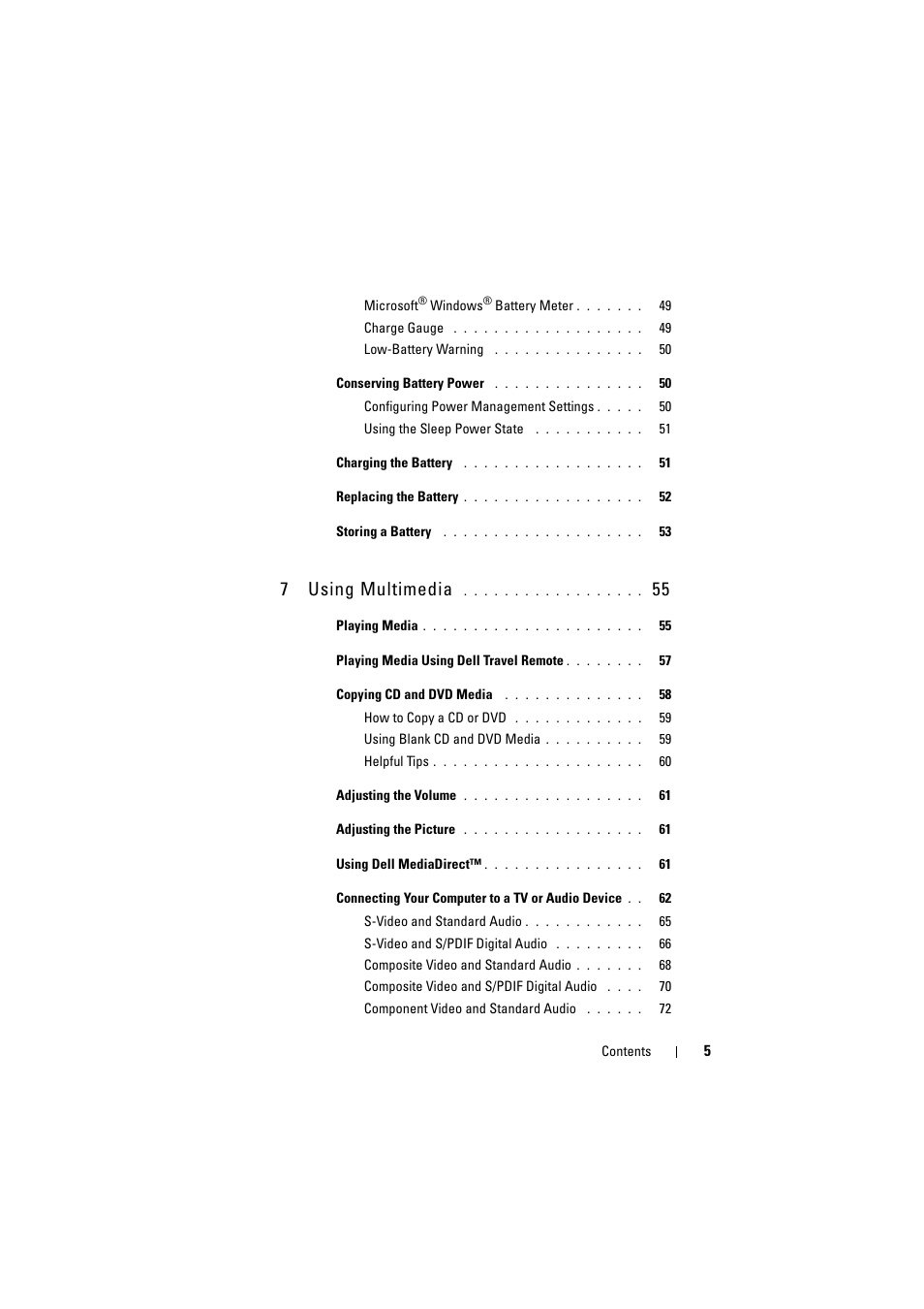 7using multimedia | Dell Inspiron 1521 (Mid 2007) User Manual | Page 5 / 222