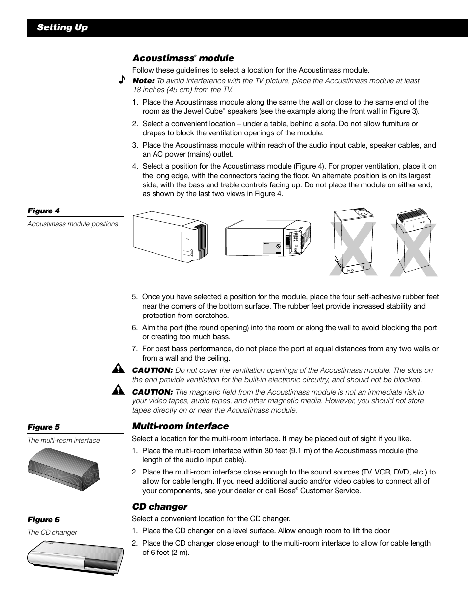 Setting up acoustimass, Module, Multi-room interface | Cd changer | Bose 50 User Manual | Page 10 / 55