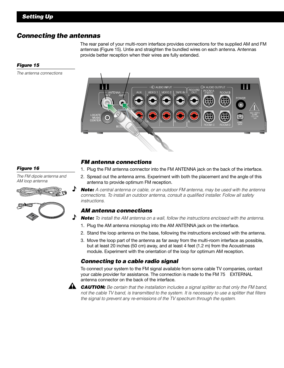 Connecting the antennas | Bose 50 User Manual | Page 18 / 55