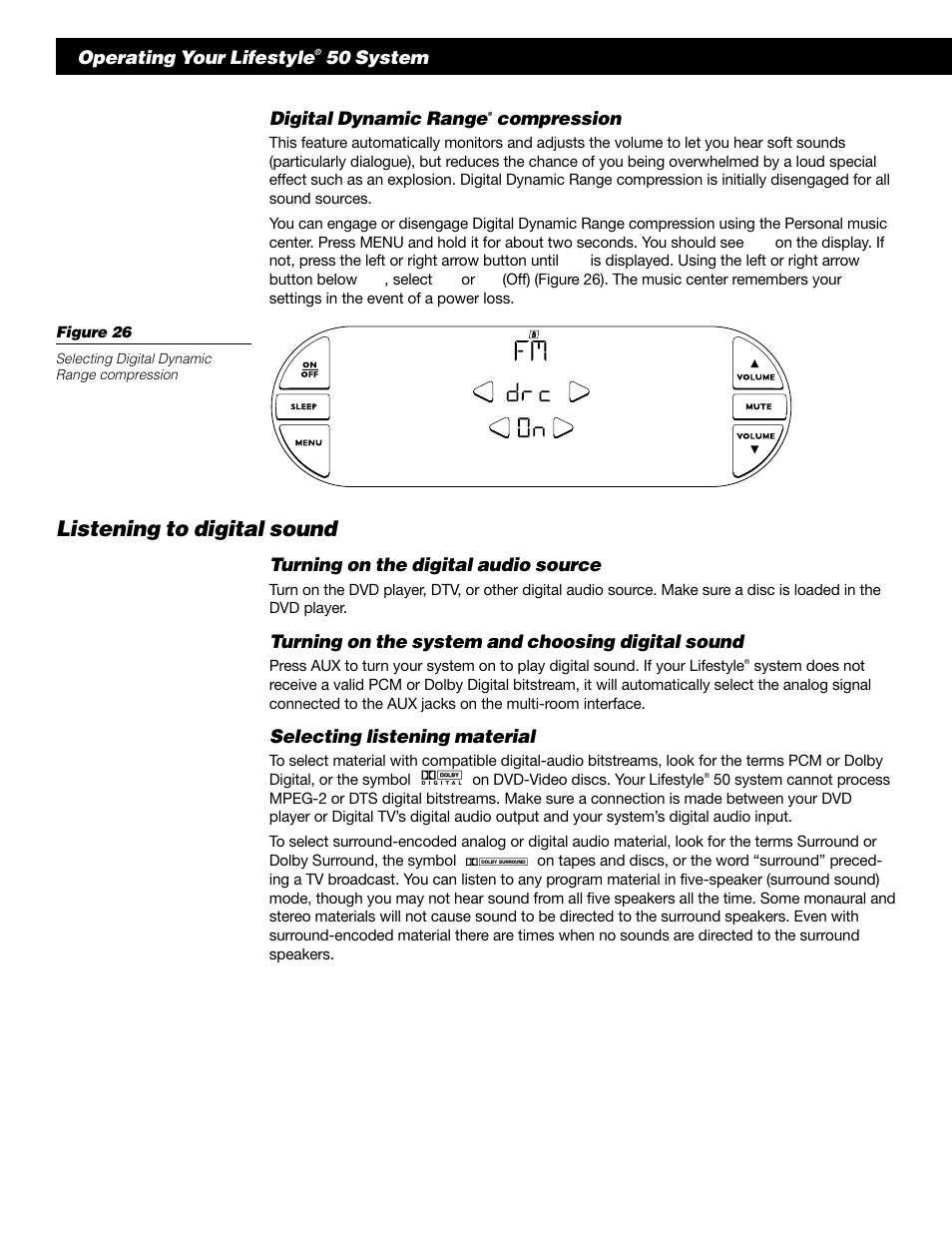 Listening to digital sound | Bose 50 User Manual | Page 26 / 55