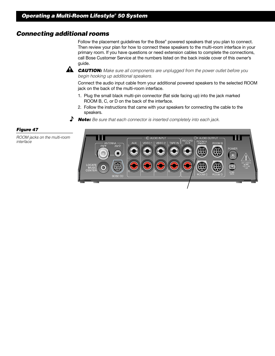 Connecting additional rooms, Operating a multi-room lifestyle, 50 system | Bose 50 User Manual | Page 42 / 55