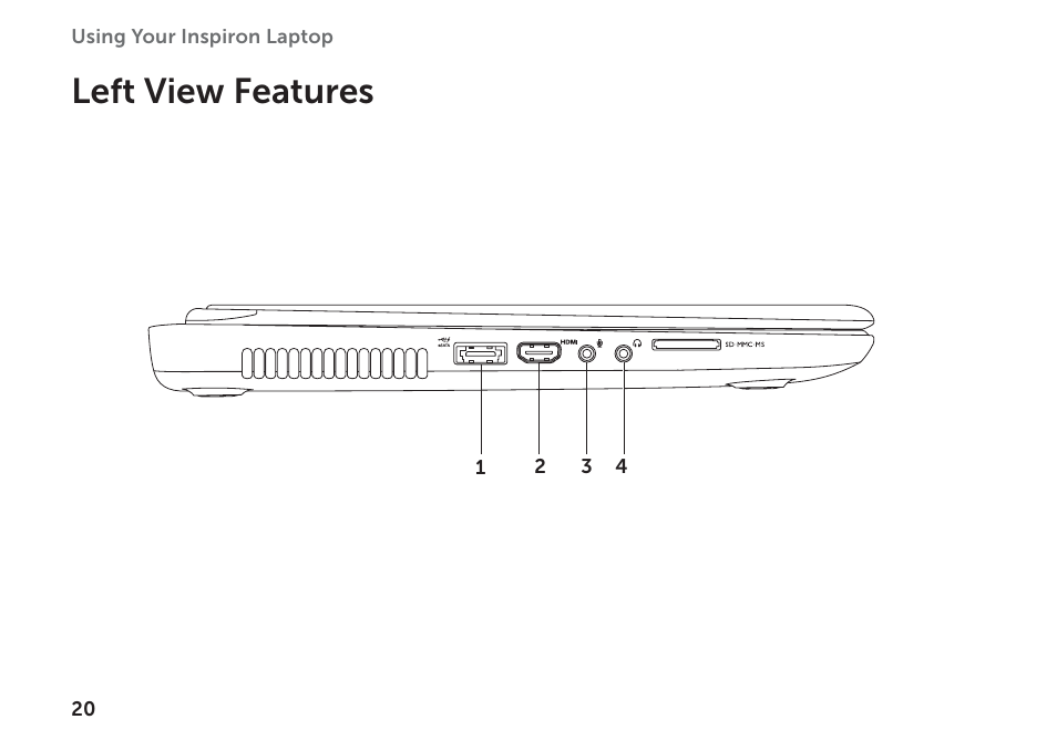 Left view features | Dell Inspiron 17R (N7110, Early 2011) User Manual | Page 22 / 100