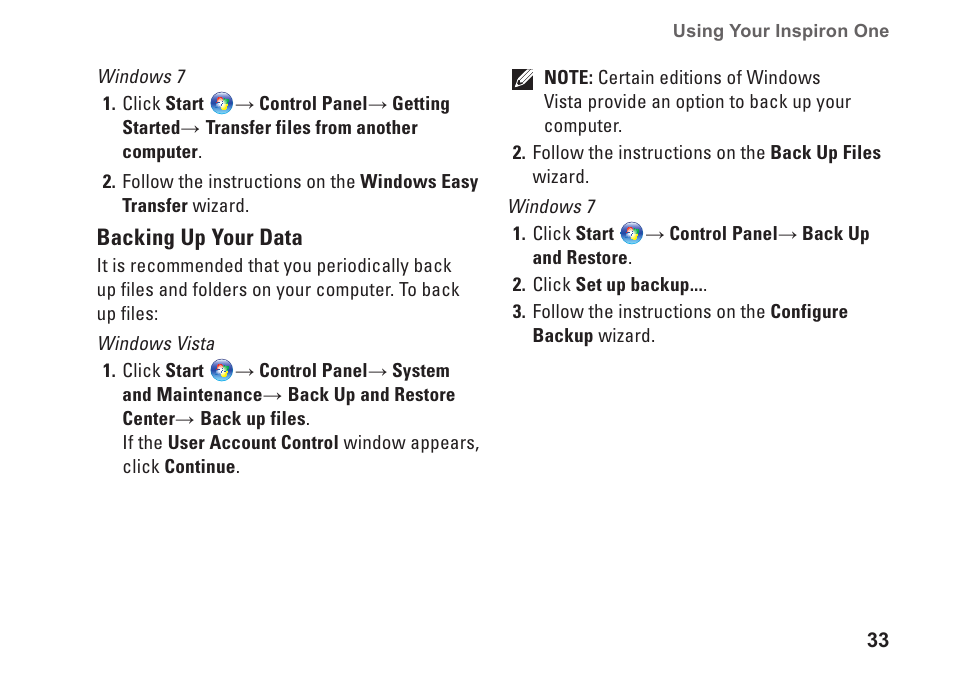 Dell Inspiron One 19 Touch (Late 2009) User Manual | Page 35 / 76