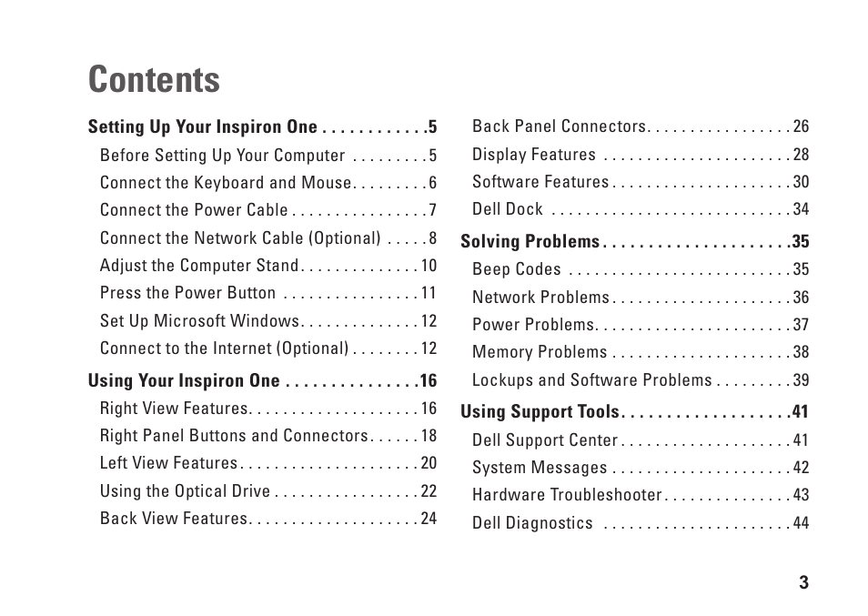 Dell Inspiron One 19 Touch (Late 2009) User Manual | Page 5 / 76
