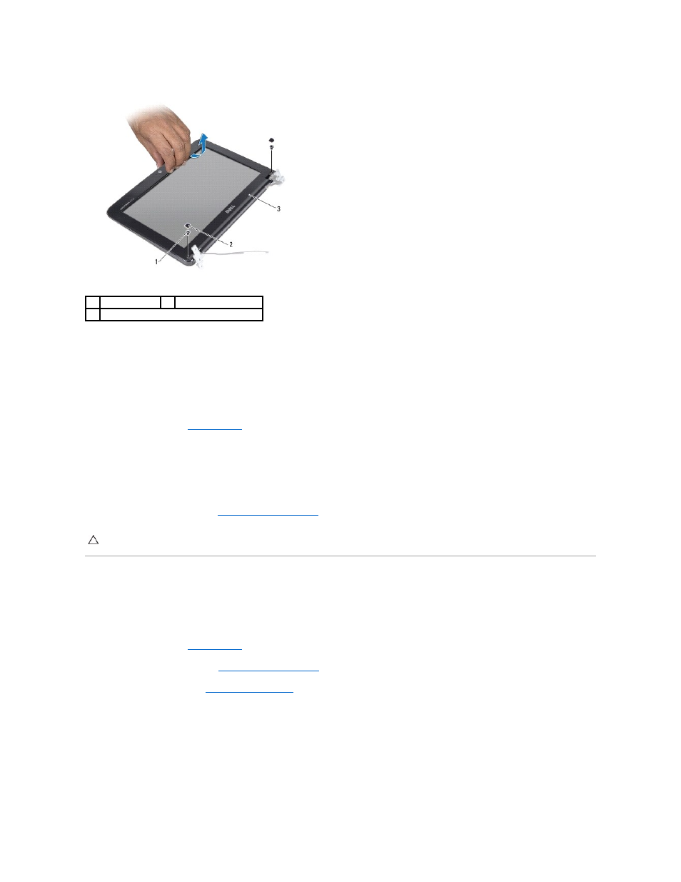 Display panel, Replacing the display bezel, Removing the display panel | Dell Inspiron Mini 10v (1018, Mid 2010) User Manual | Page 14 / 46