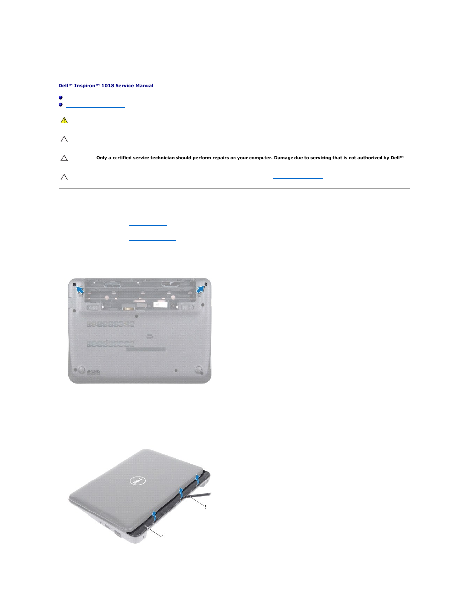 Middle cover, Removing the middle cover | Dell Inspiron Mini 10v (1018, Mid 2010) User Manual | Page 20 / 46