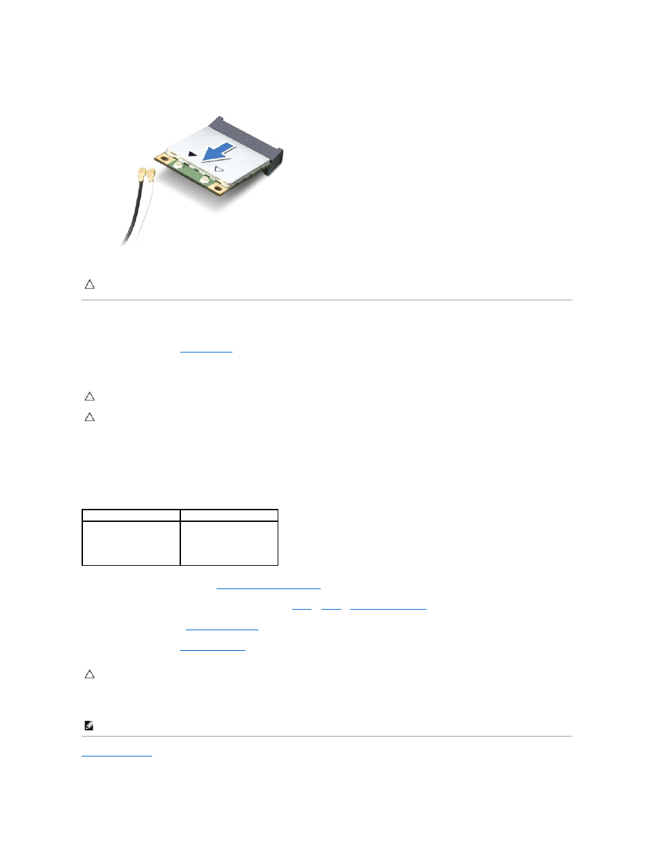 Replacing the mini-card | Dell Inspiron Mini 10v (1018, Mid 2010) User Manual | Page 32 / 46