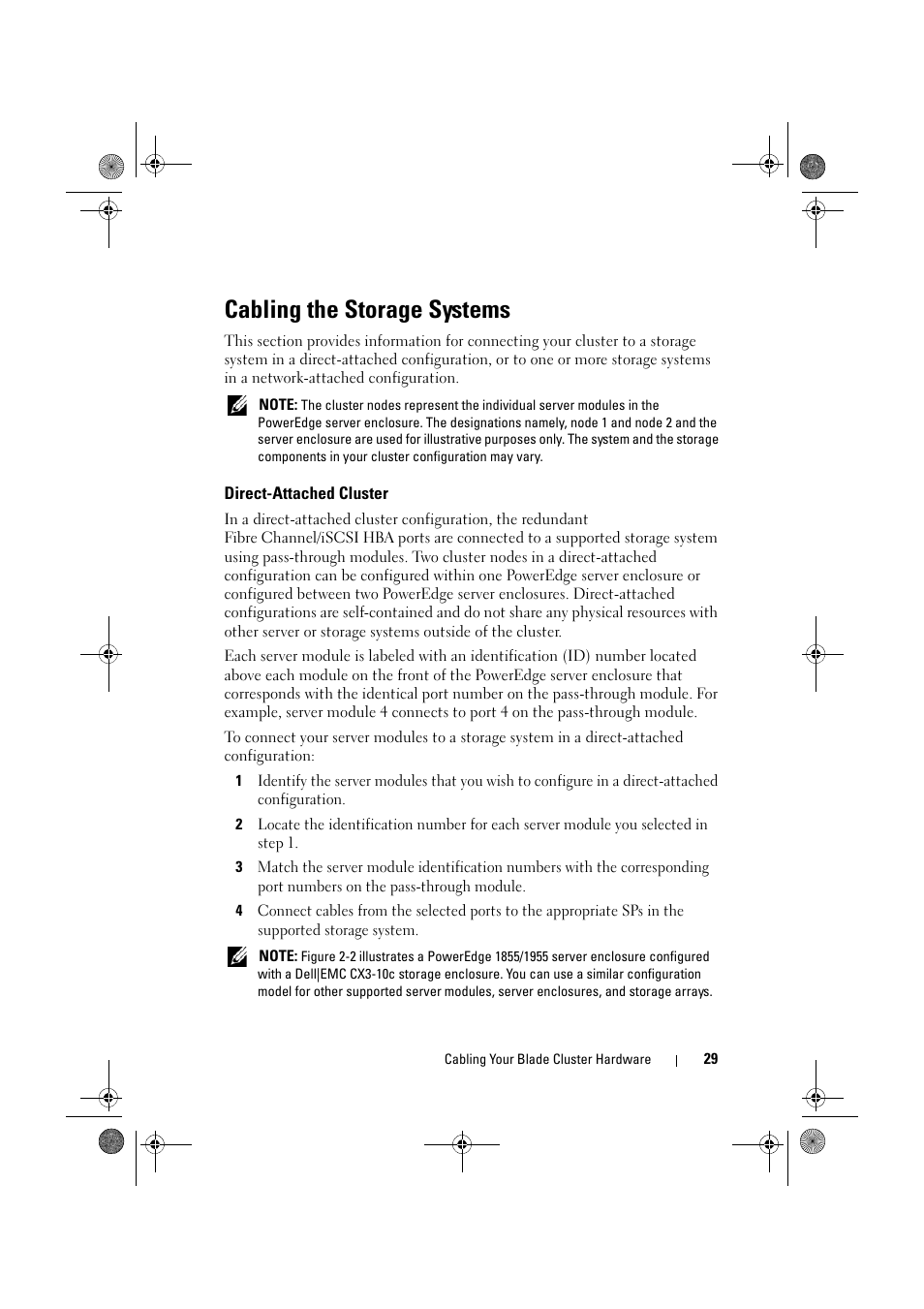 Cabling the storage systems, Direct-attached cluster | Dell AX4-5 User Manual | Page 29 / 44