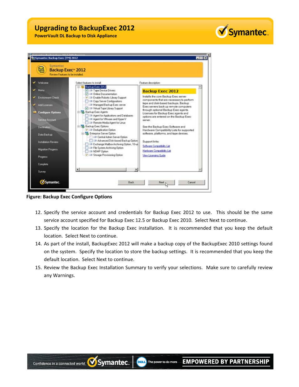 Upgrading to backupexec 2012 | Dell PowerVault DL2100 User Manual | Page 11 / 15