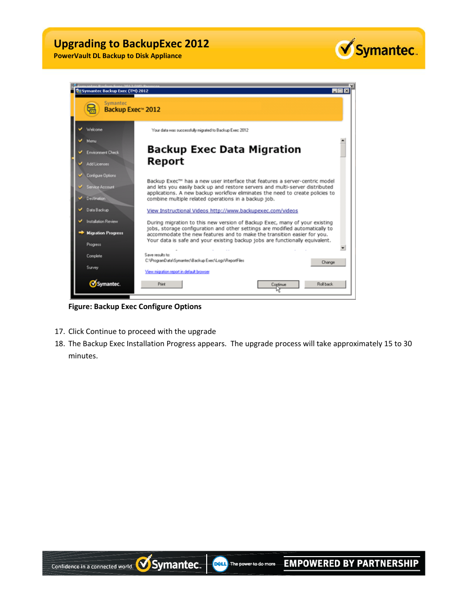 Upgrading to backupexec 2012 | Dell PowerVault DL2100 User Manual | Page 13 / 15