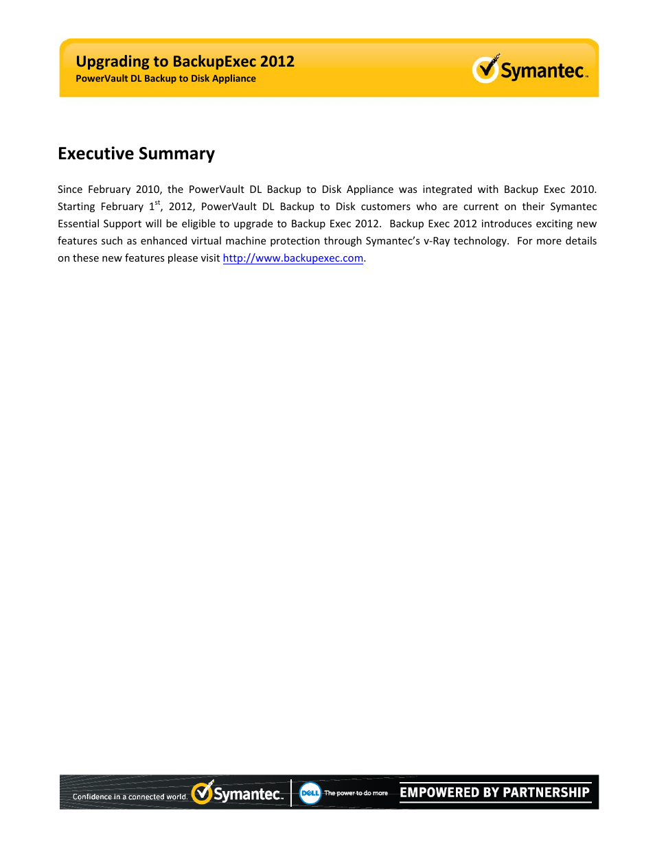 Executive summary, Upgrading to backupexec 2012 | Dell PowerVault DL2100 User Manual | Page 3 / 15
