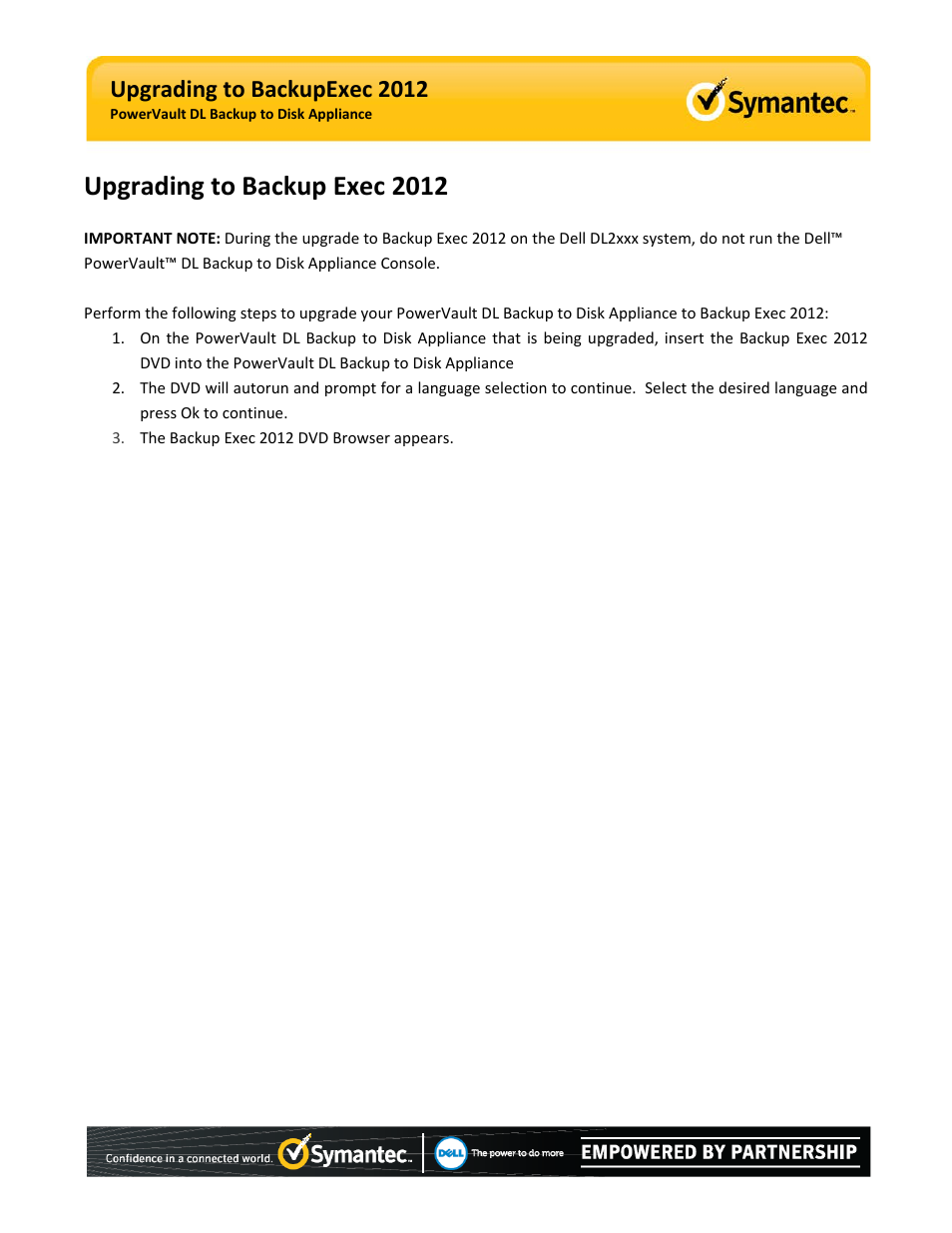 Upgrading to backup exec 2012, Upgrading to backupexec 2012 | Dell PowerVault DL2100 User Manual | Page 7 / 15