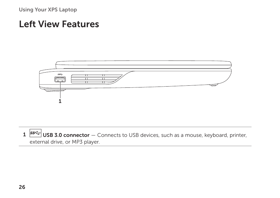 Left view features | Dell XPS 15 (L501X, Late 2010) User Manual | Page 28 / 106