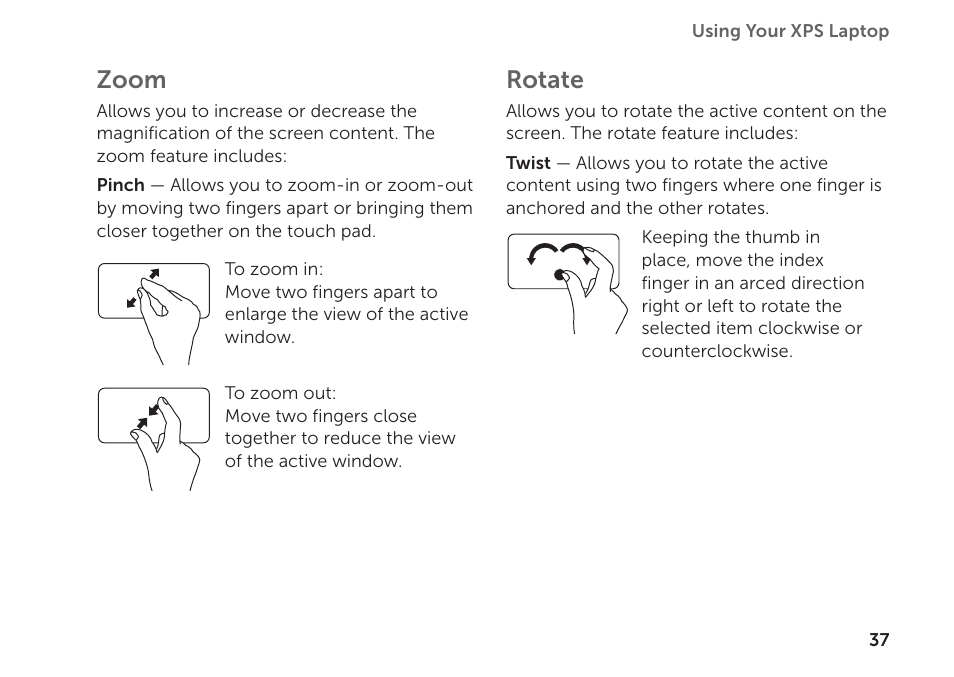 Zoom, Rotate | Dell XPS 15 (L501X, Late 2010) User Manual | Page 39 / 106