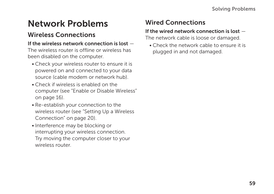 Network problems | Dell XPS 15 (L501X, Late 2010) User Manual | Page 61 / 106
