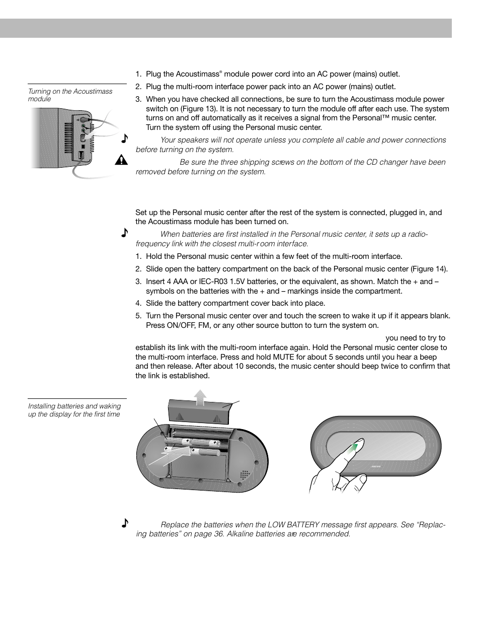 Module, Setting up the personal music center | Bose 40 User Manual | Page 15 / 48