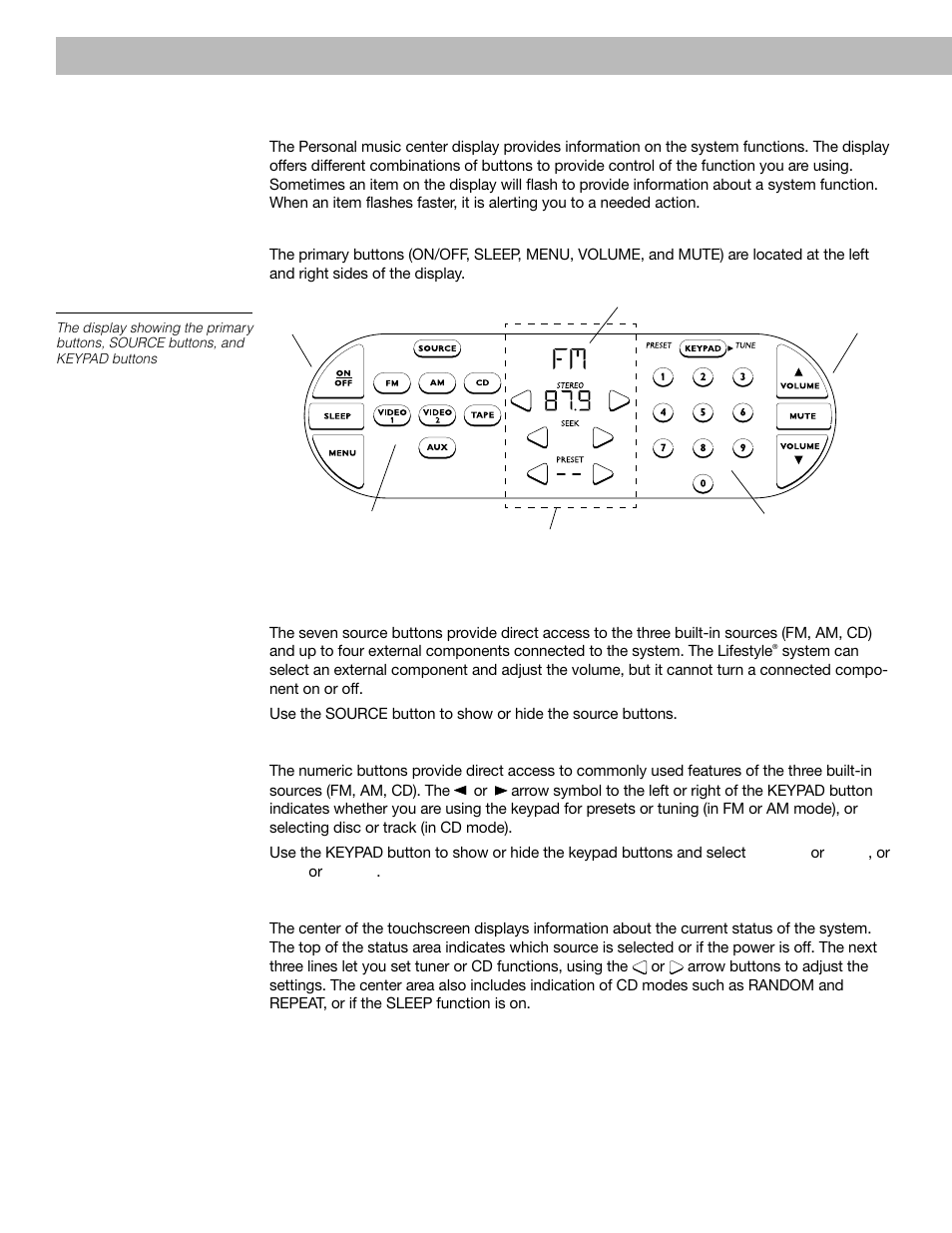 Using the personal™ music center display | Bose 40 User Manual | Page 18 / 48
