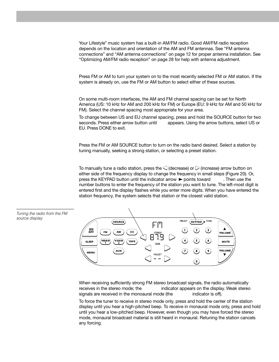 Listening to the radio | Bose 40 User Manual | Page 20 / 48