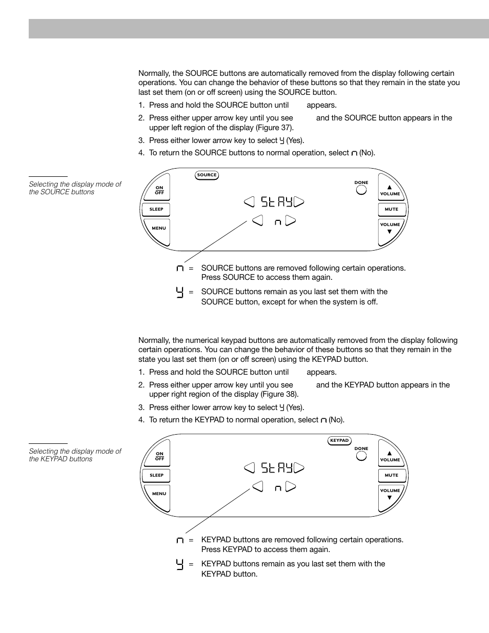 Operating your lifestyle, Forcing the keypad buttons to stay on | Bose 40 User Manual | Page 32 / 48