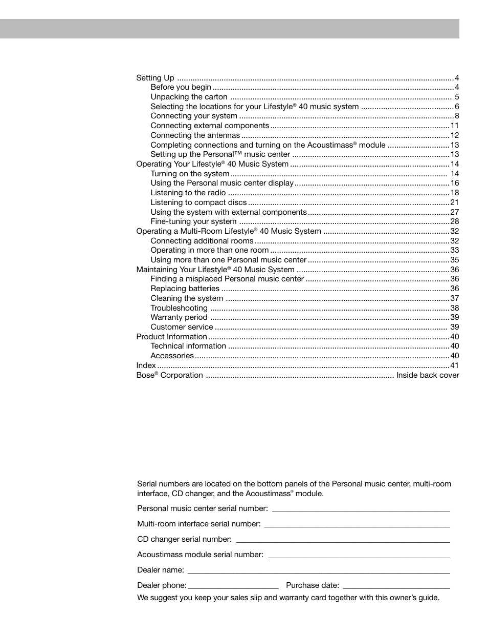 Bose 40 User Manual | Page 5 / 48