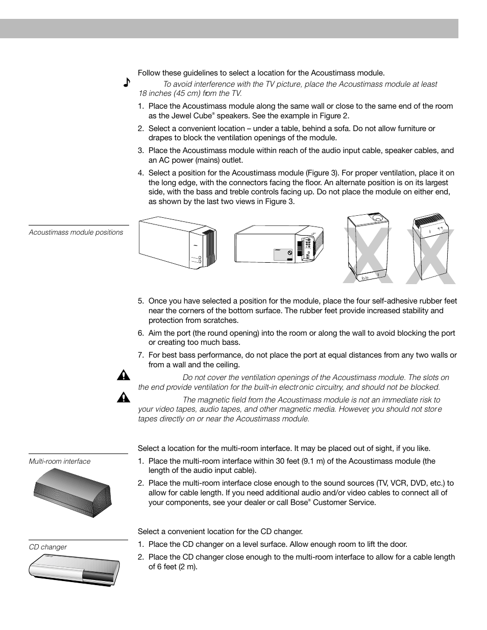 Setting up acoustimass, Module, Multi-room interface | Cd changer | Bose 40 User Manual | Page 9 / 48