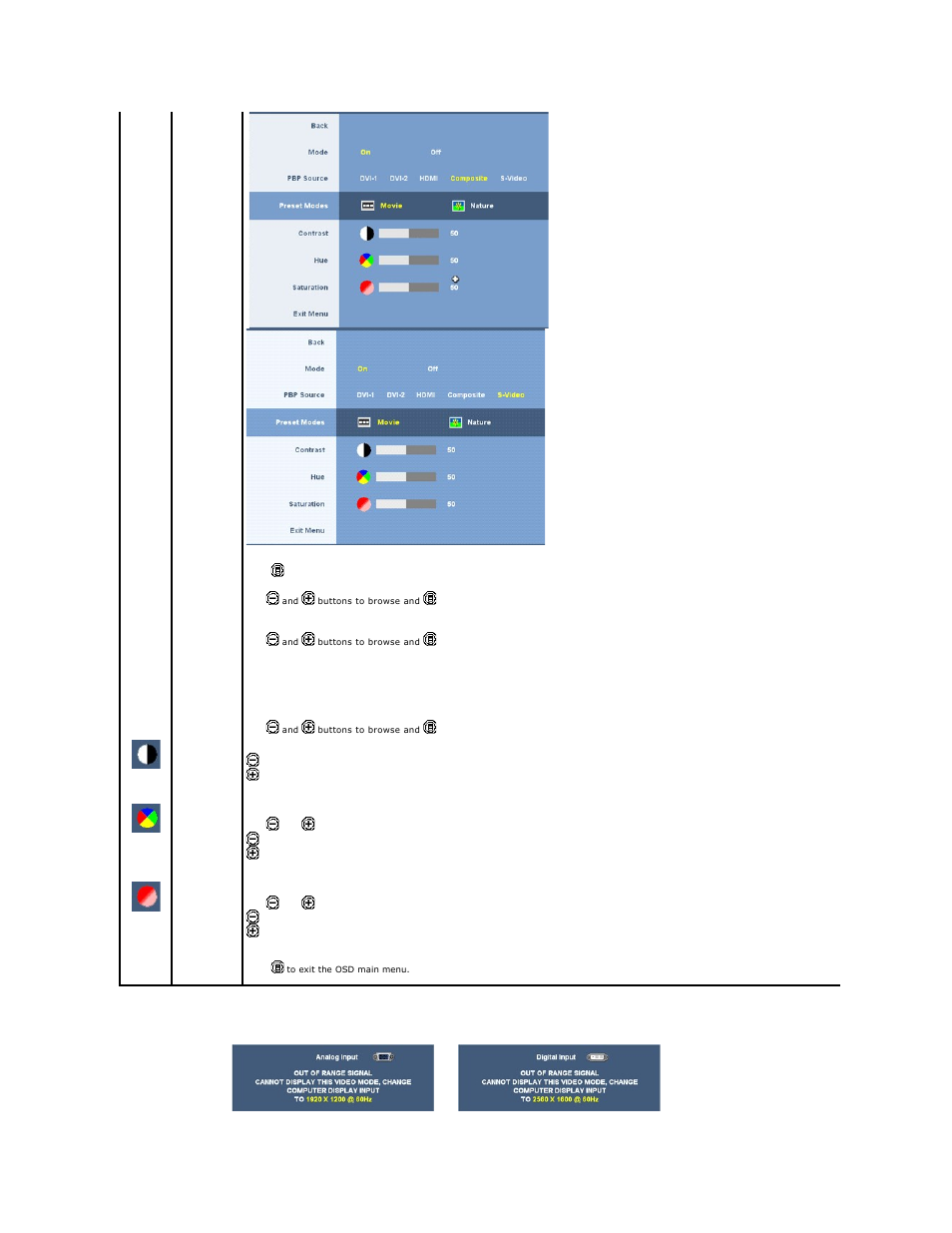 Osd warning messagess | Dell 3008WFP Monitor User Manual | Page 24 / 37