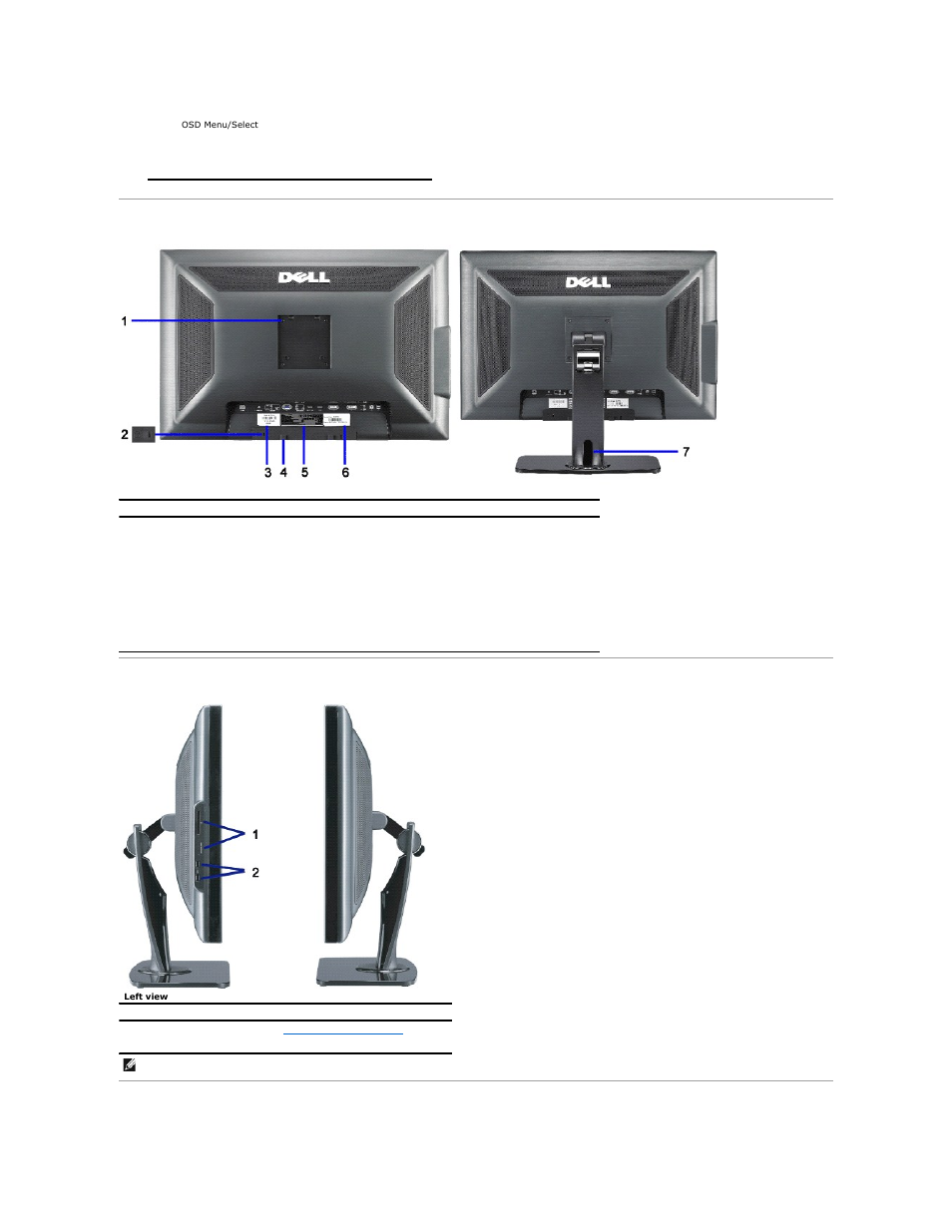Back view side view | Dell 3008WFP Monitor User Manual | Page 3 / 37